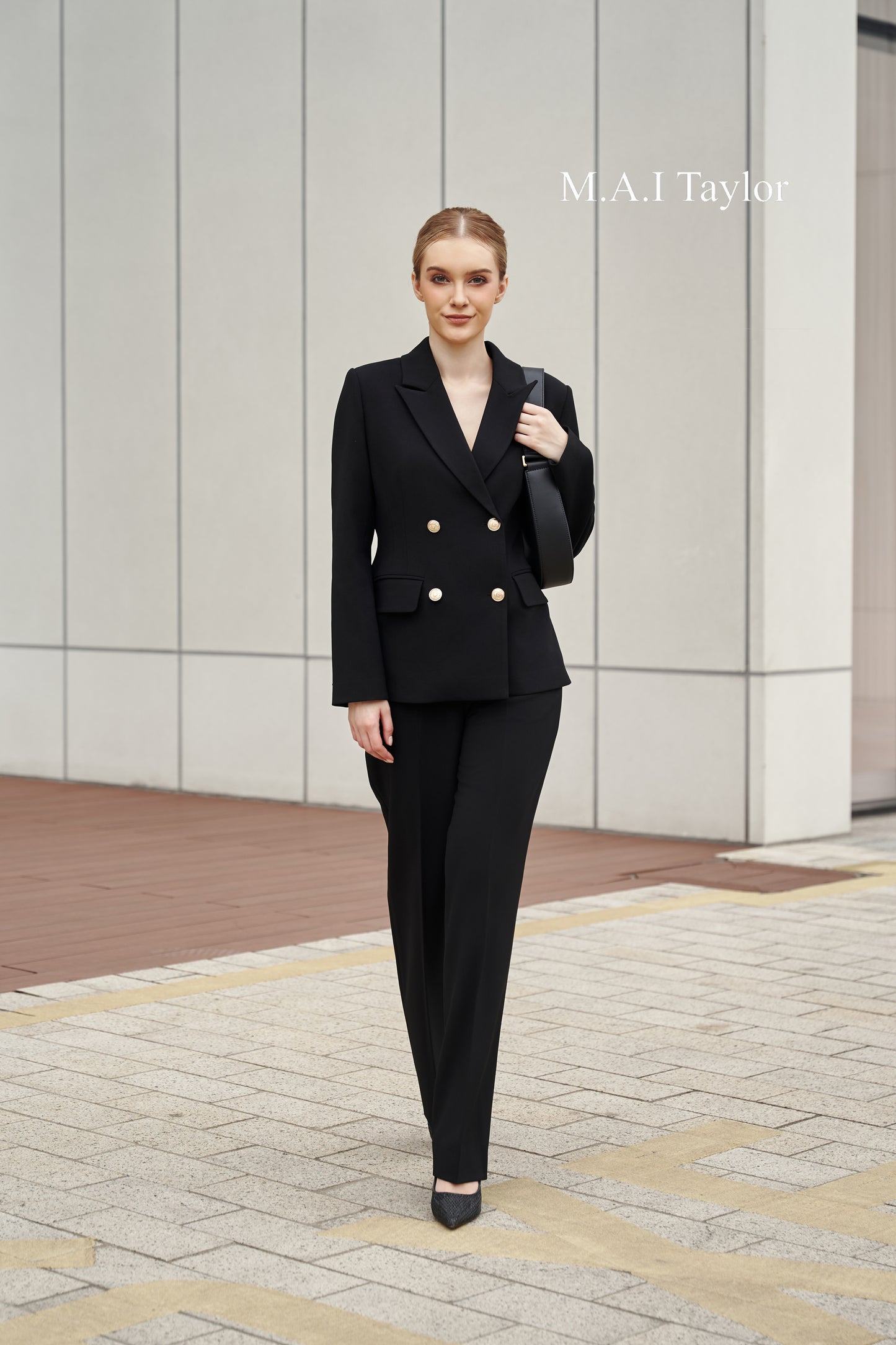 Mai Taylor Black Double-Breasted Suit – Bold & Sleek