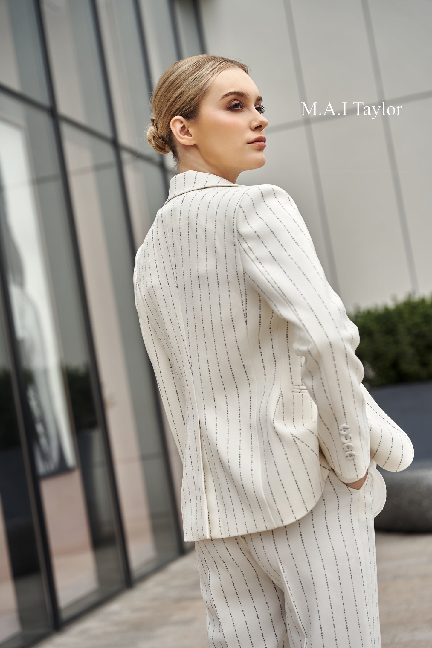 Mai Taylor White Pinstripe Summer Suit – Confident & Light